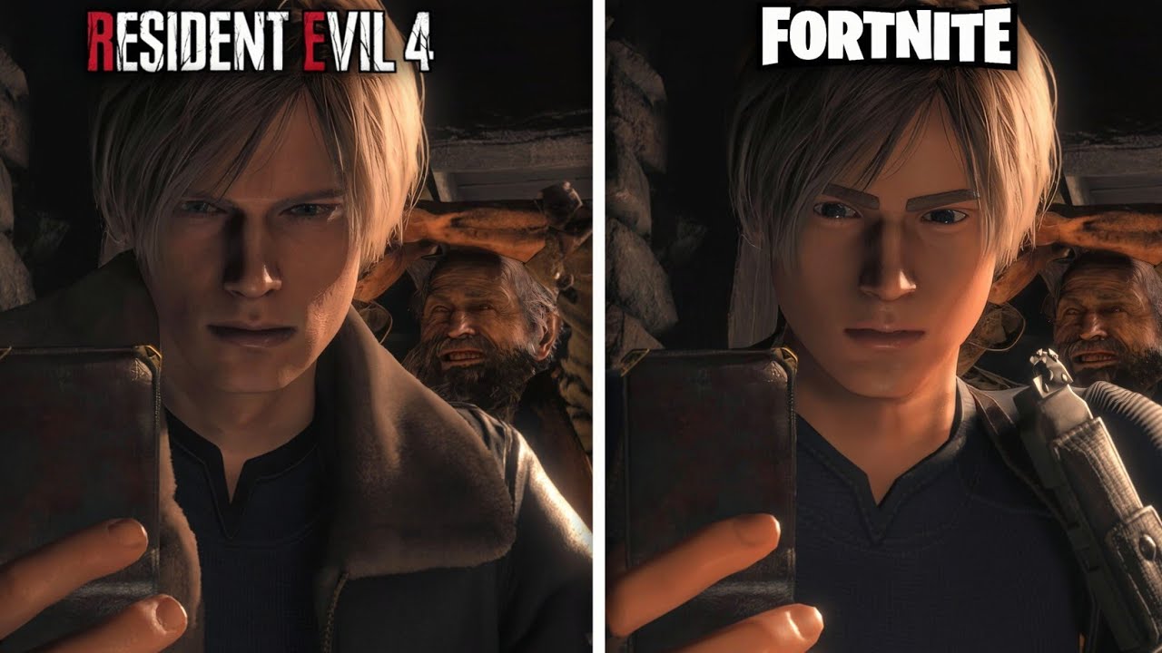 Leon's Default Skin vs Fortnite Skin - Full Comparison in RESIDENT EVIL 4 REMAKE