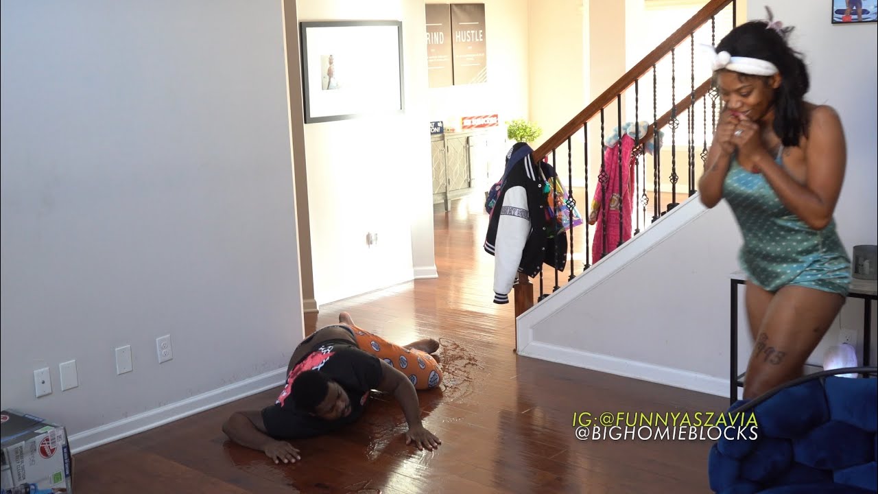 SLIPPERY FLOOR ON HUSBAND !! *HILARIOUS*