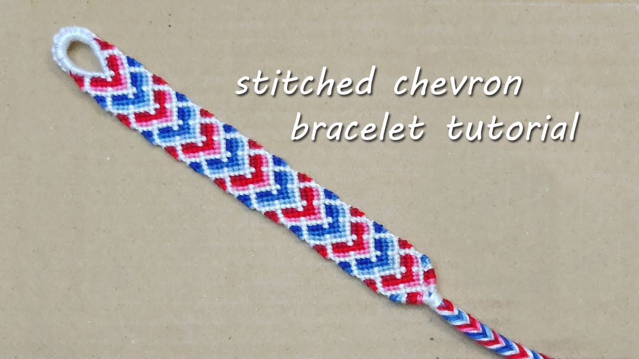 Heart chevron friendship bracelet pattern || Stited chevron bracelet tutorial