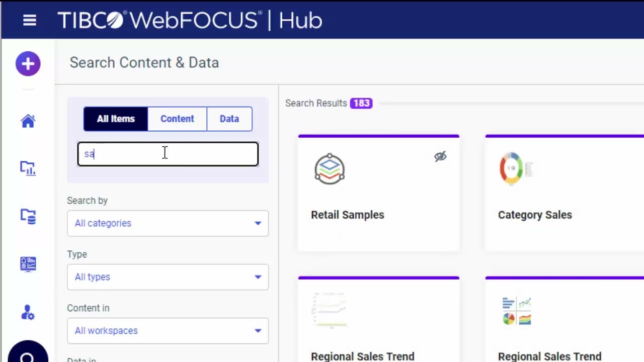 How to Use Search in TIBCO WebFOCUS (9.0.0)