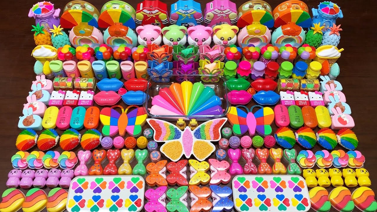 SATISFYING WITH CLAY PIPING BAG AND GLITTER AND CLAY ! Mixing Random Things Into Slime #2273