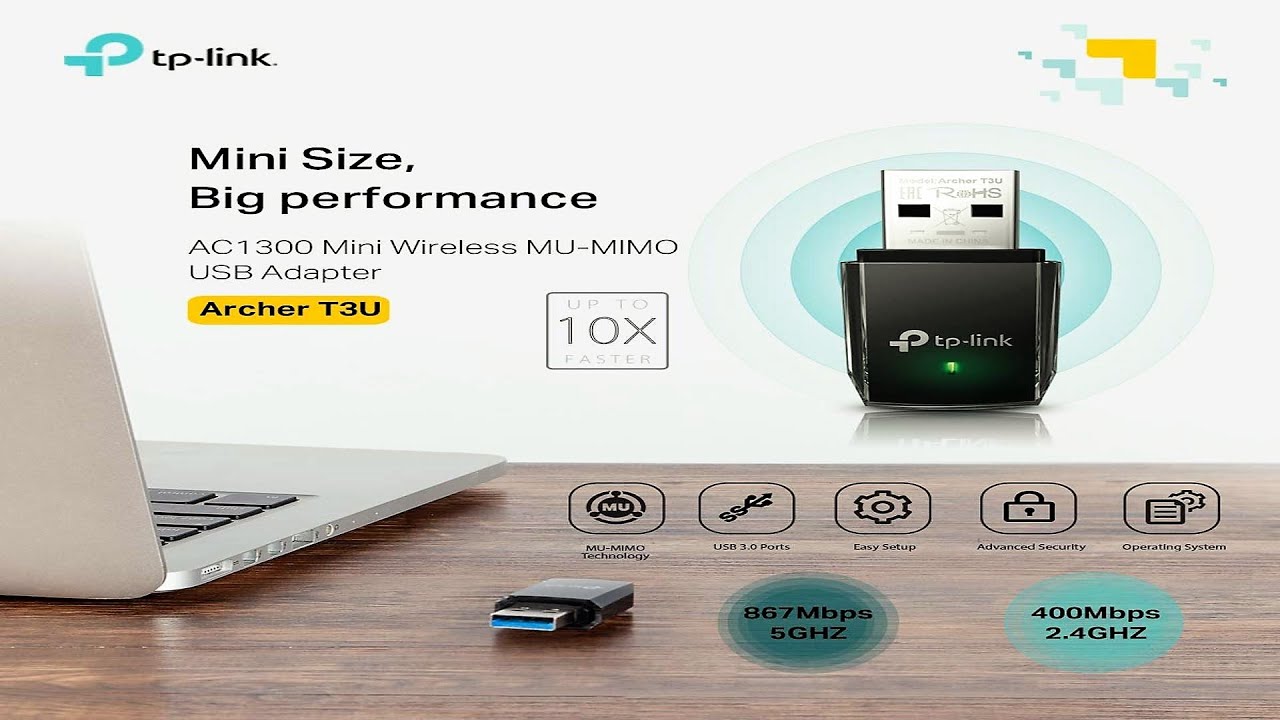 TP-Link Archer T3U AC1300 Mini Wireless MU-MIMO USB Adapter UNBOXING