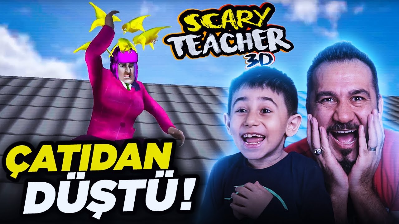 KIZGIN ÖĞRETMEN'E KUŞLAR SALDIRDI ÇATIDAN DÜŞTÜ! | SCARY TEACHER 3D OYNUYORUZ!