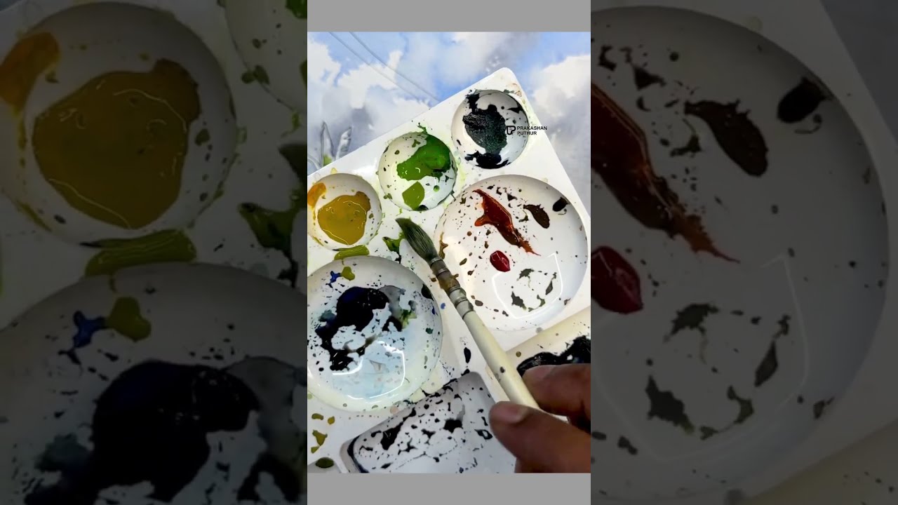 Easy watercolour landscape | ink pen with watercolour demo by Prakashanputhur