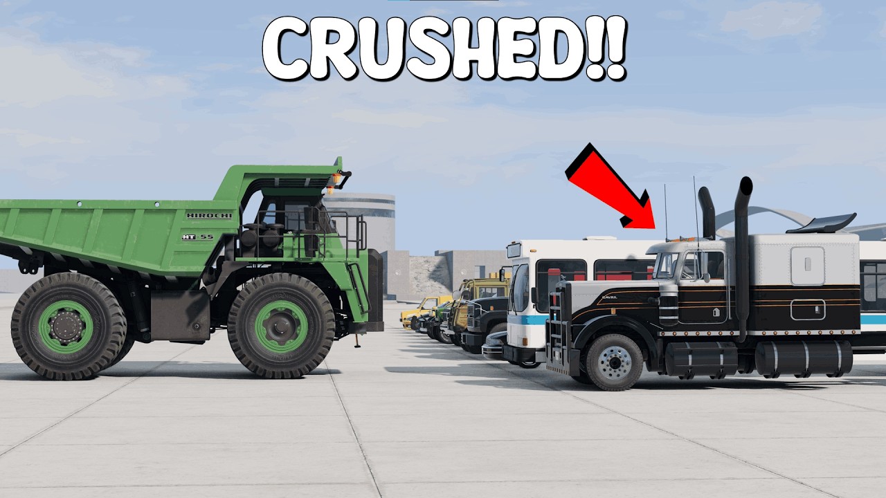 FLAT LIKE A BREAD!! | HIROCHI HT-55 CRUSH TEST (12 VEHICLES) | BeamNG.Drive Cinematic