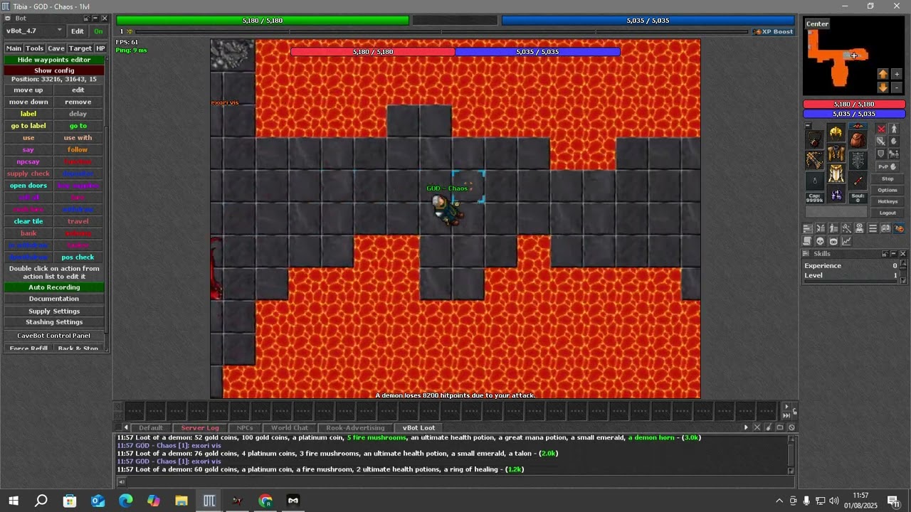 TUTORIAL CAVEBOT OTCLIENT CHAOS (BASICO)