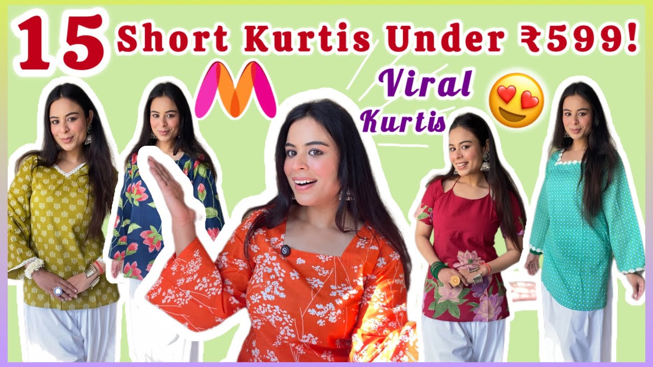 *HUGE* Myntra Haul😍 Short Kurtis Under ₹599/-😱| Viral Full Sleeves Short Kurtis❤️