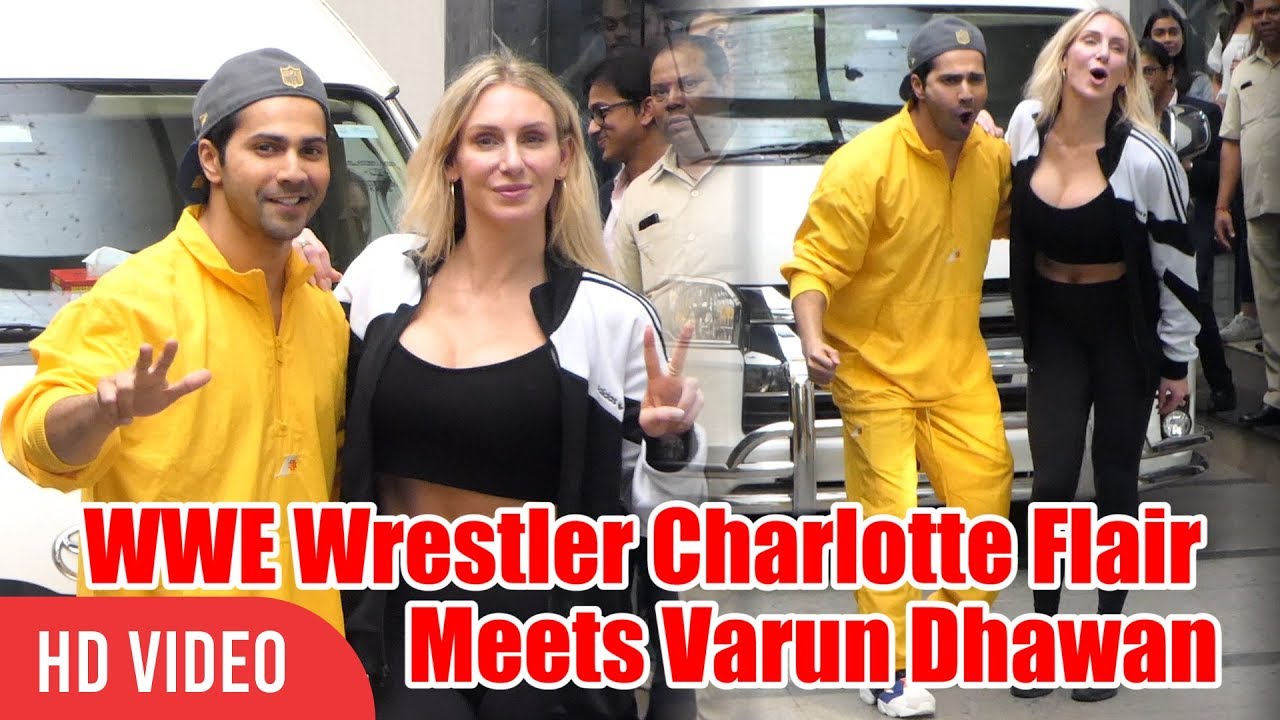 American WWE Wrestler Charlotte Flair Meets Varun Dhawan in Mumbai