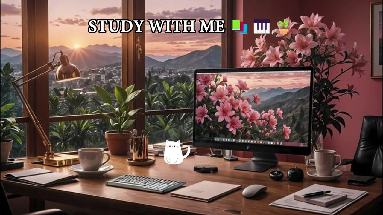 50 - minutes STUDY WITH ME 📚🌱 | Calm Piano 🎹 | Soft Music 🪴| Pomodoro 50 - 10