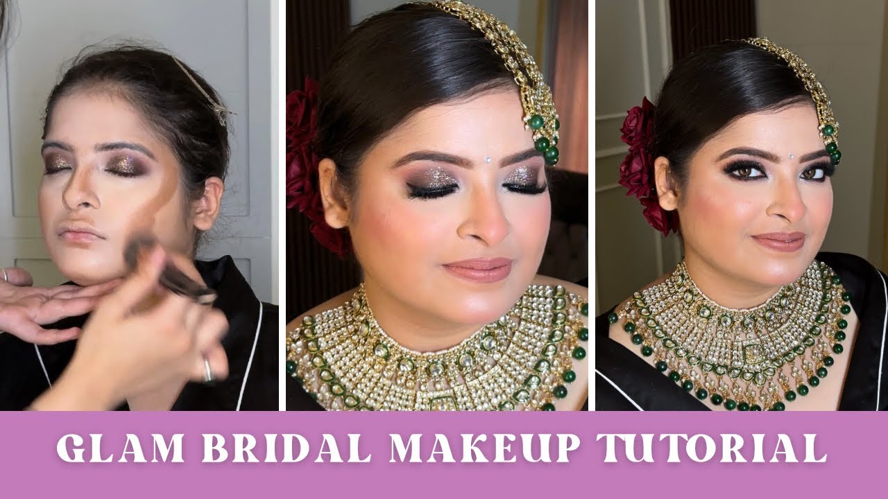 How to do Glittery Glam Bridal Makeup Step By Step @Amanmakeupartist | Evening Dewy Bridal Makeup