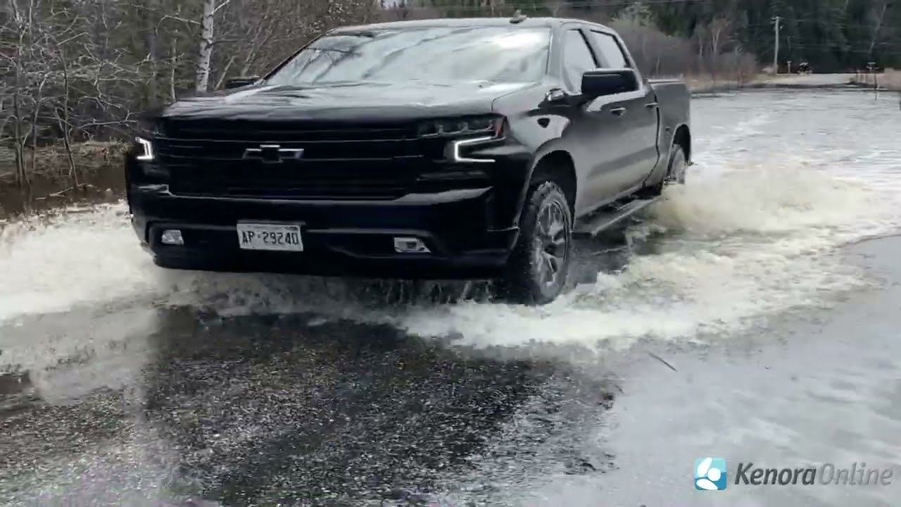 Flooded roadways in the Kenora area