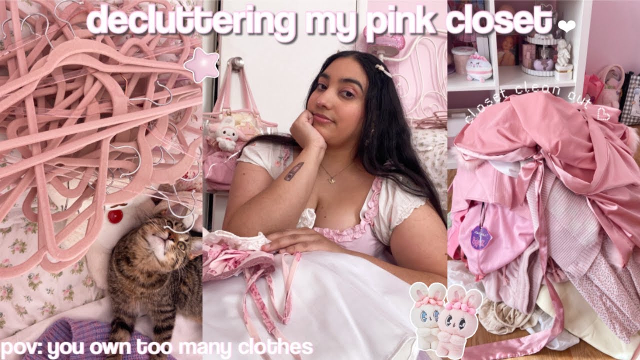 spring cleaning ! ౨ৎ‧₊˚ decluttering & organzing my pink girly closet 🌷❤︎