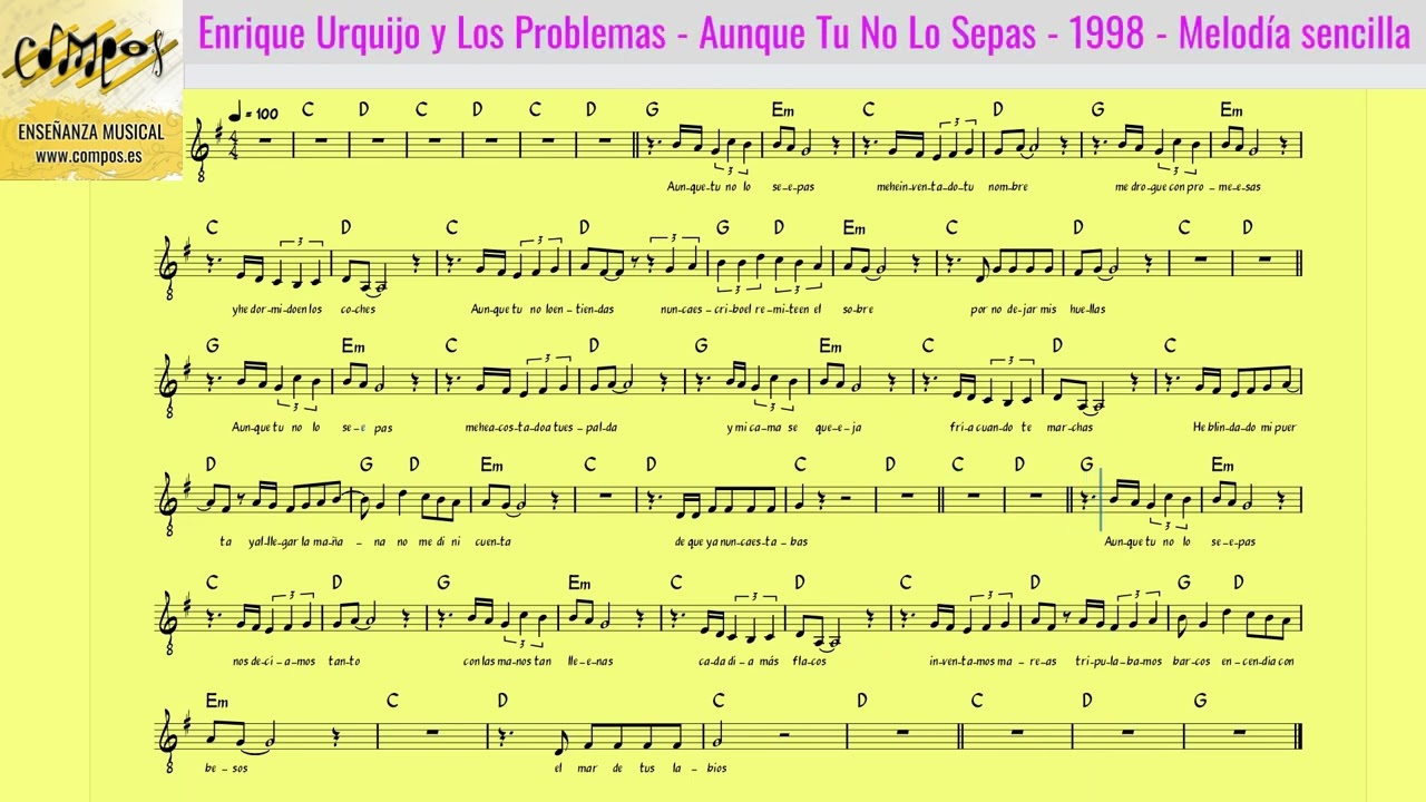 Melodía sencilla - Aunque tu no lo sepas