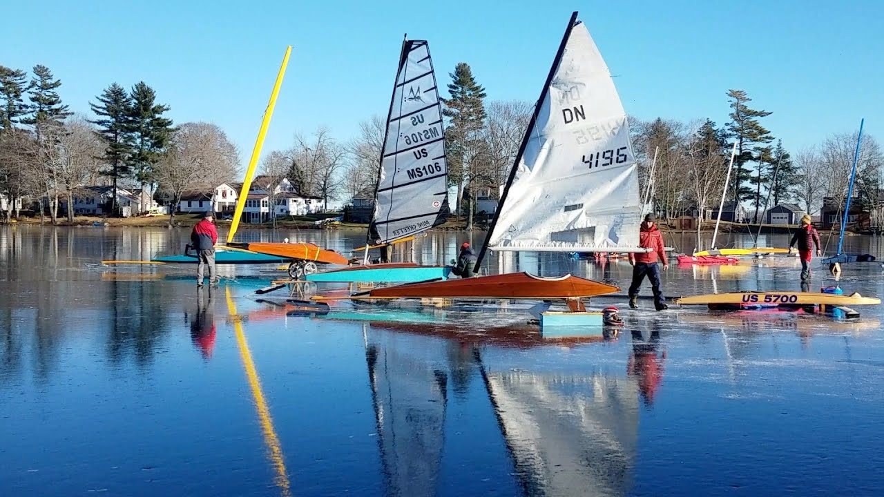 Preparing Ice Boats at Pushaw Lake