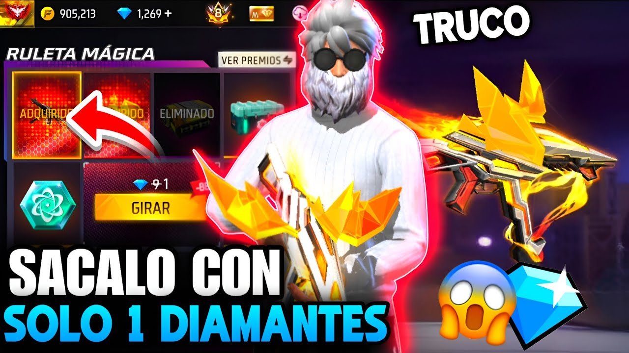 COMO SACAR LA UMP EVOLUTIVA CON SOLO 1 DIAMANTES FREE FIRE 😱💎! EN LA RULETA MAGICA UMP DIA BOOYAH