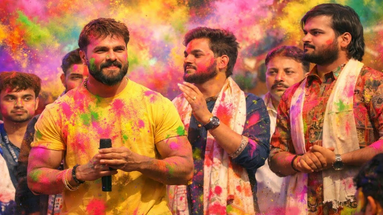 खेसारी लाल यादव होली मिलन  सुनील पांडेय और हुलास पांडेय घर पर नावाडीह रोहतास में #khesari_lal_yadav 