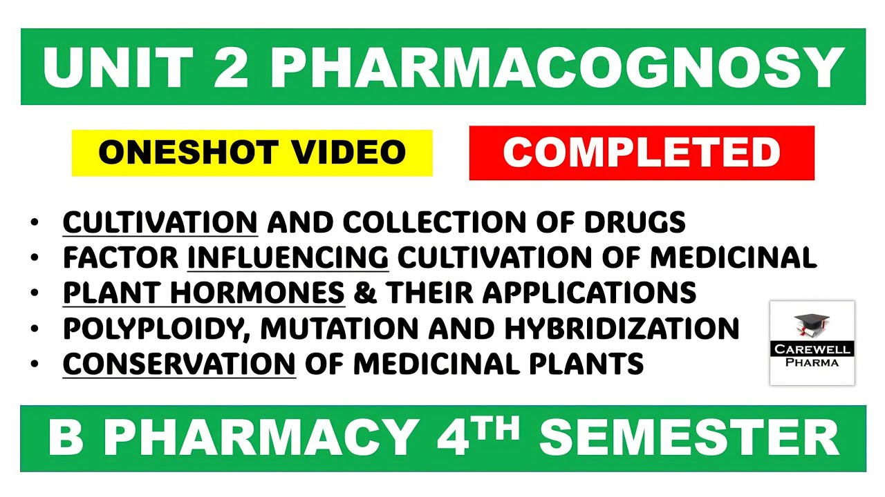 Unit 2 Pharmacognosy 4th Sem | Cultivation Collection Processing and Storage of crude drugs | CWP