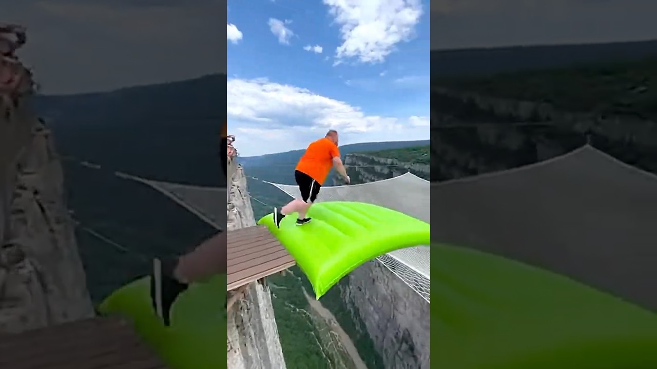 Most viral cliff airbag jump ever #usa #adventure #travel #trending #viralshorts
