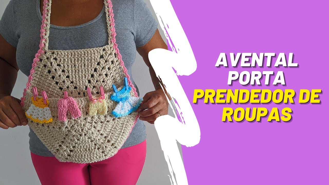 Passo a passo: Avental porta prendedor de roupas feito de crochê