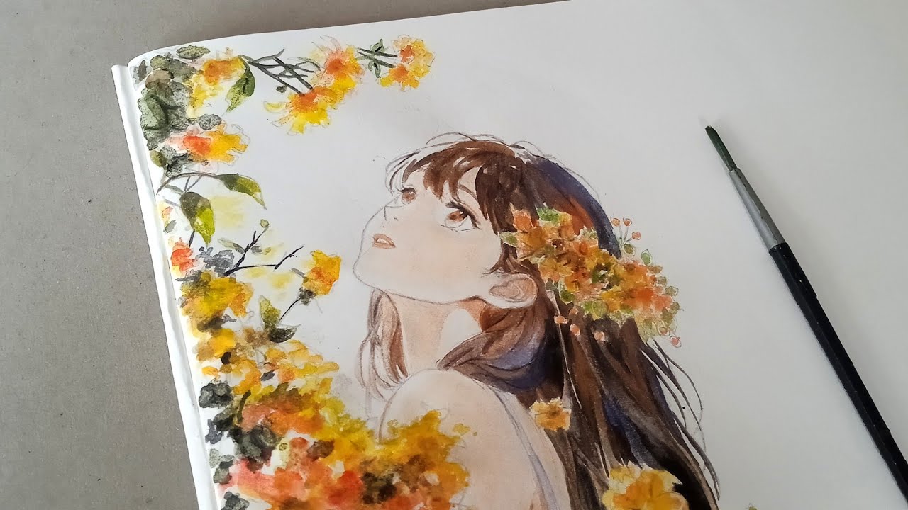Painting cute girl with water Color | girl art