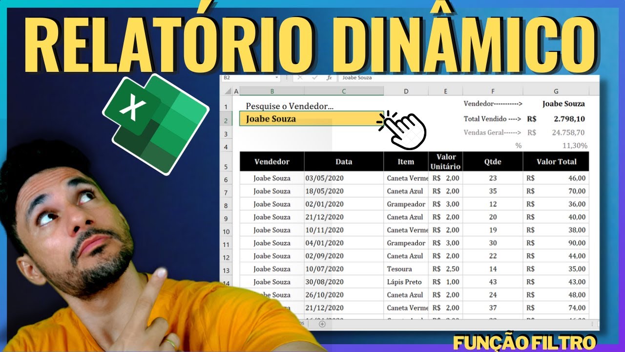 Como Criar Relatório Dinâmico no Excel | Função Filtro