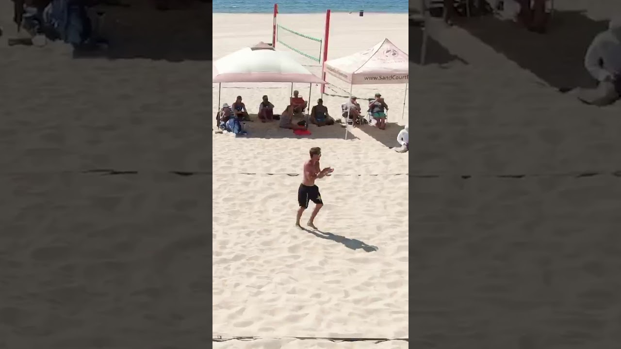 INSANE Block by Tri Bourne Stuffs His Partner Trevor Crabb! #shorts