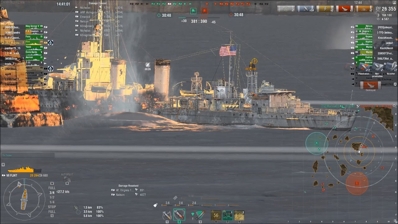 Flint - US Navy Premium Cruiser - triple kill!!!