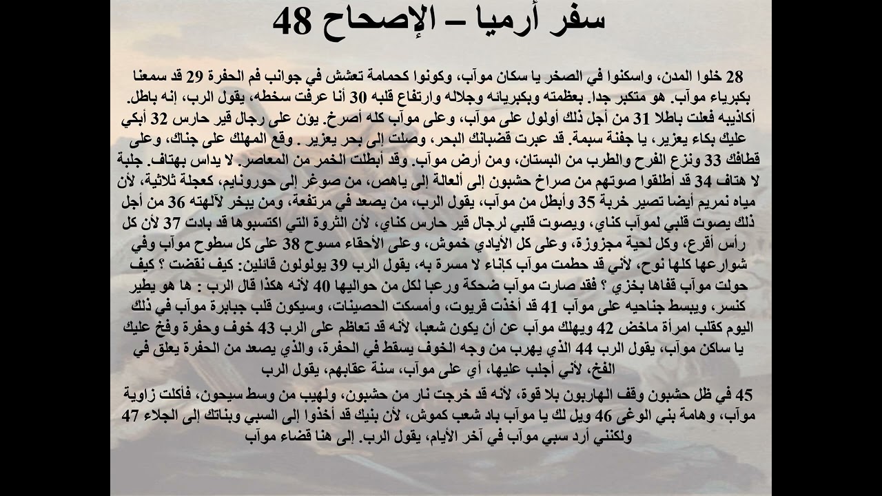 47- تبسيط سفر أرميا - الإصحاح 48 - رسالة من غرباء 48 - رسالة باكية - ابونا لوقا ماهر