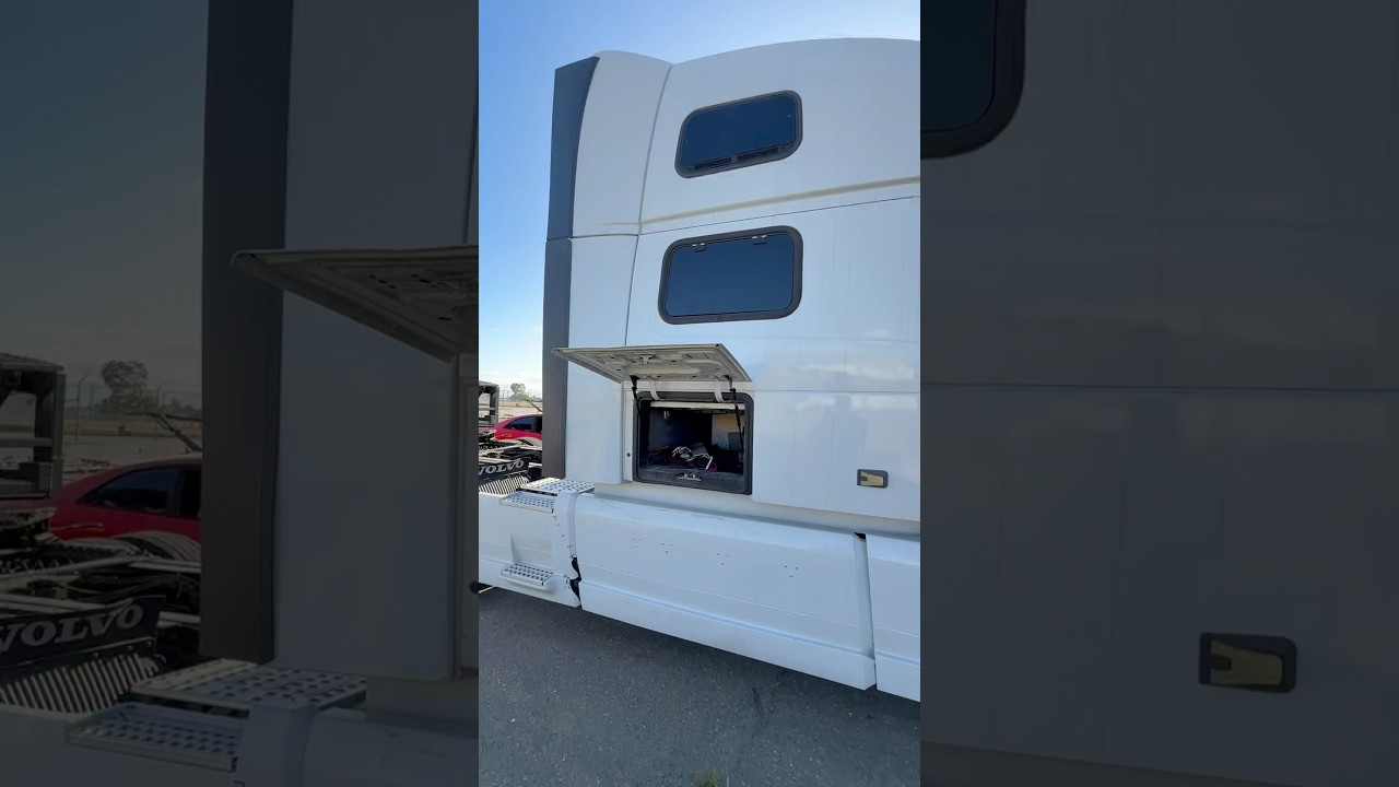 How to open side storage on a Volvo VNL Semi truck