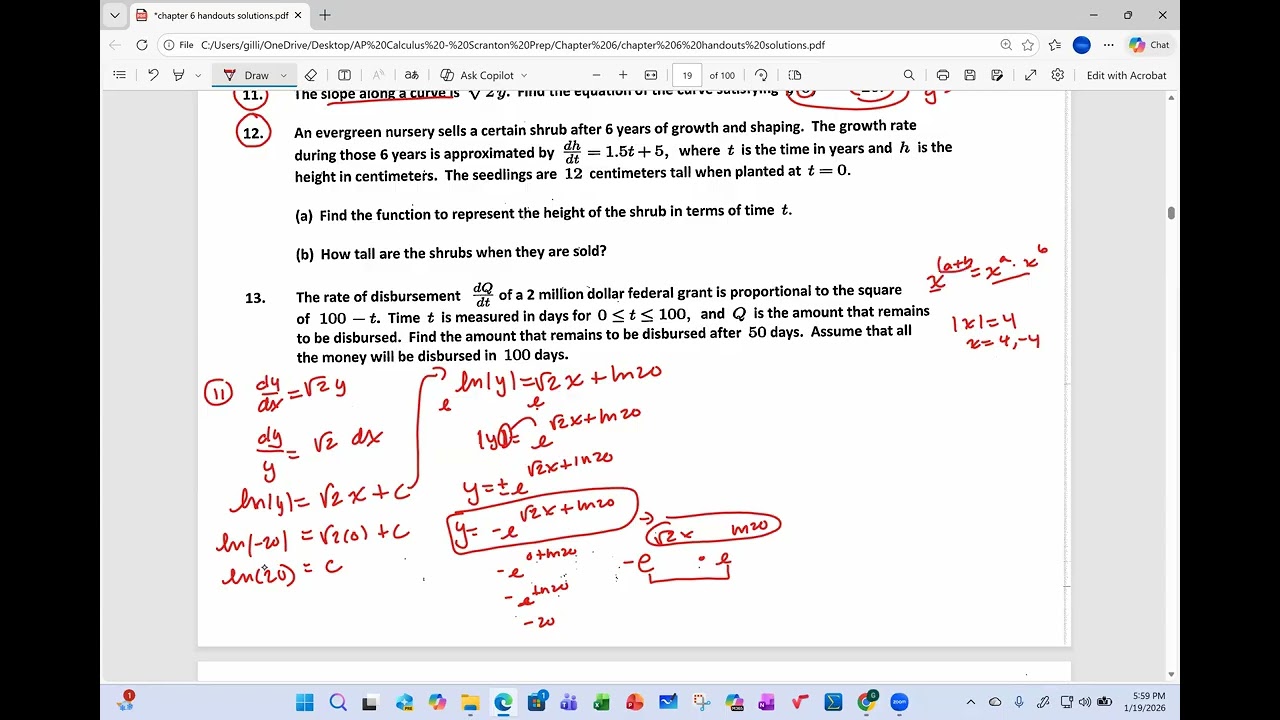 AP Calc Hwk 60B Solutions