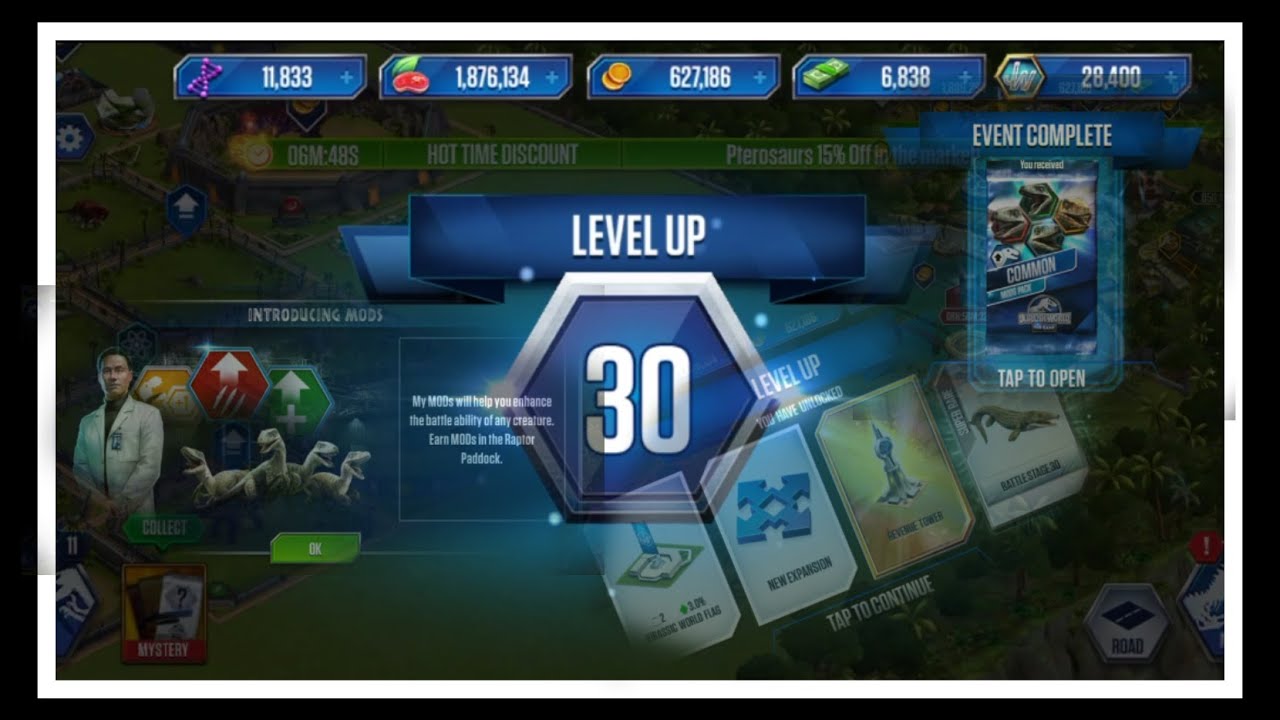 Level Up Stage 30 | Battle MODs | Jurassic World The Game
