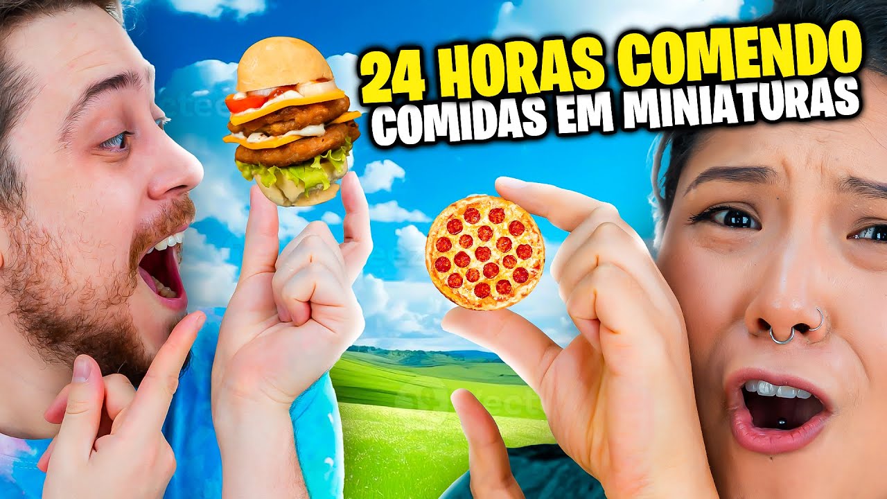 24 HORAS COMENDO só COMIDA EM MINIATURA! Jeru e Cheru