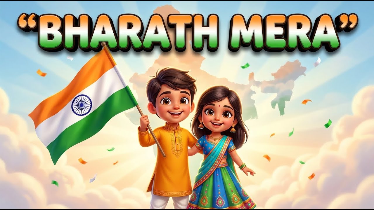 BHARATH MERA | Patriotic Song for Kids | Hindi Rhyme | Republic Day & Independence Day