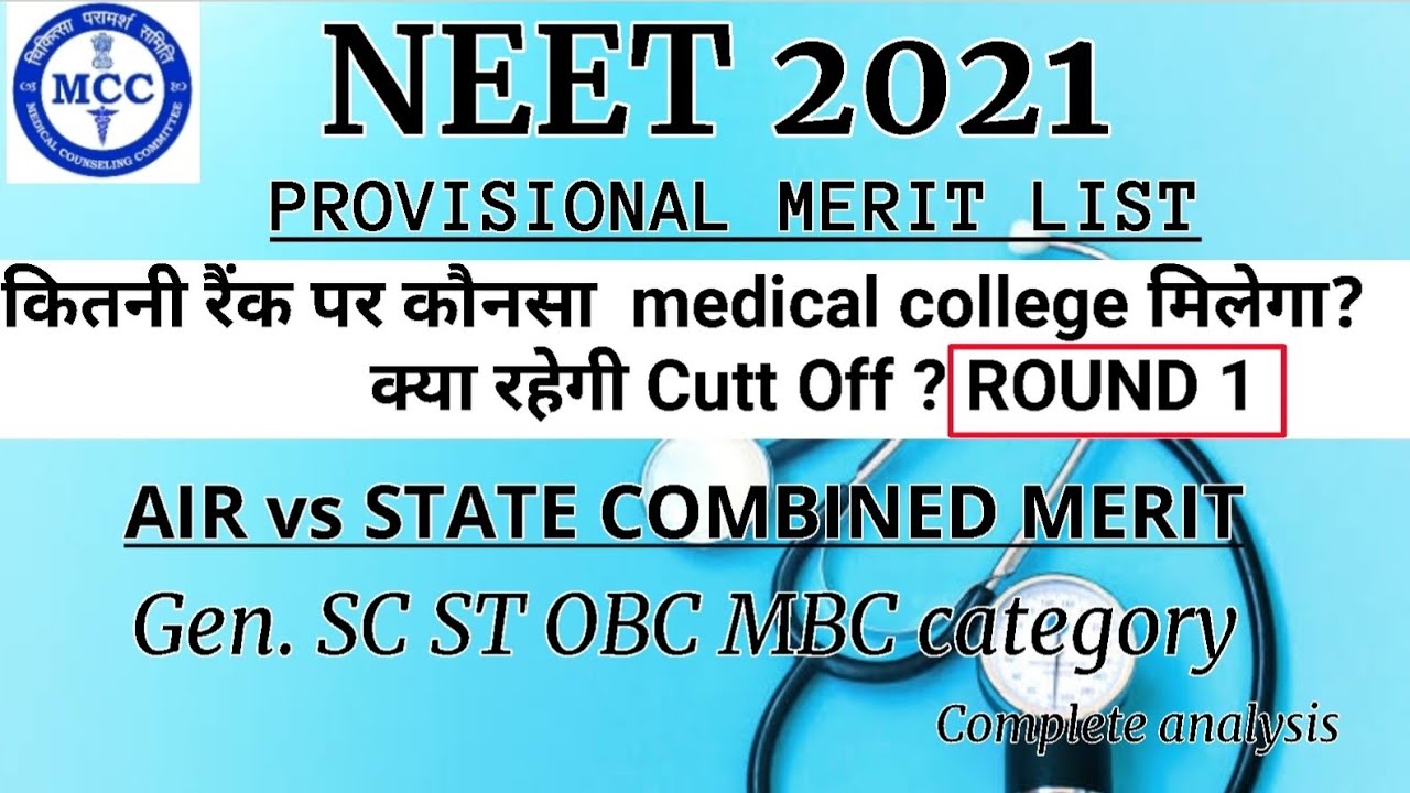 Rajasthan provisional merit list NEET UG 2021 85 % state quota seats