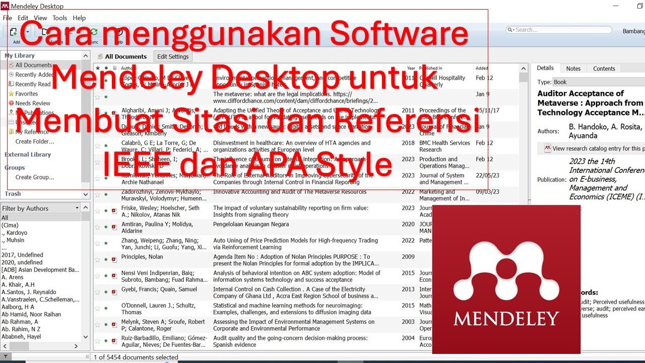 Cara Menggunakan Software Mendeley Untuk Membuat Kutipan dan Referensi IEEE APA Style Otomatis