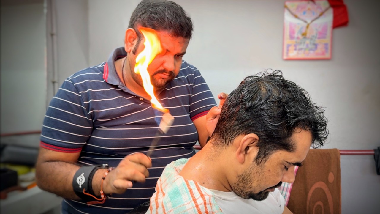 Indian Barber Shamboo - Sensational Fire 🔥Head Massage 💆‍♂️ | 99.99% Fall Asleep 😴 | Deep Sleep ASMR