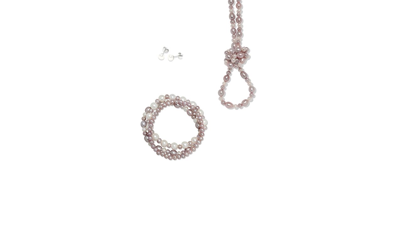 Set Valero Pearls Sidef de Liliac (cercei, colier) @ SimplyChic.ro