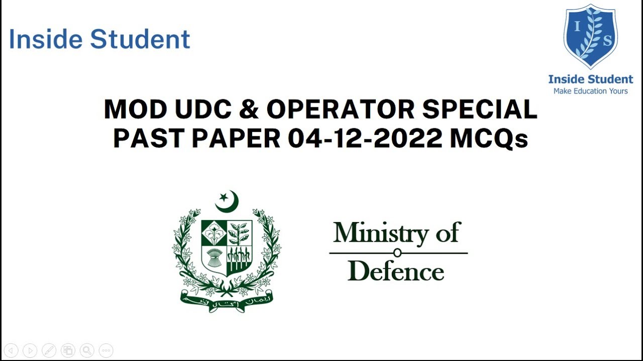 MOD UDC & OPERATOR SPECIAL PAST PAPER 04-12-2022 MCQs