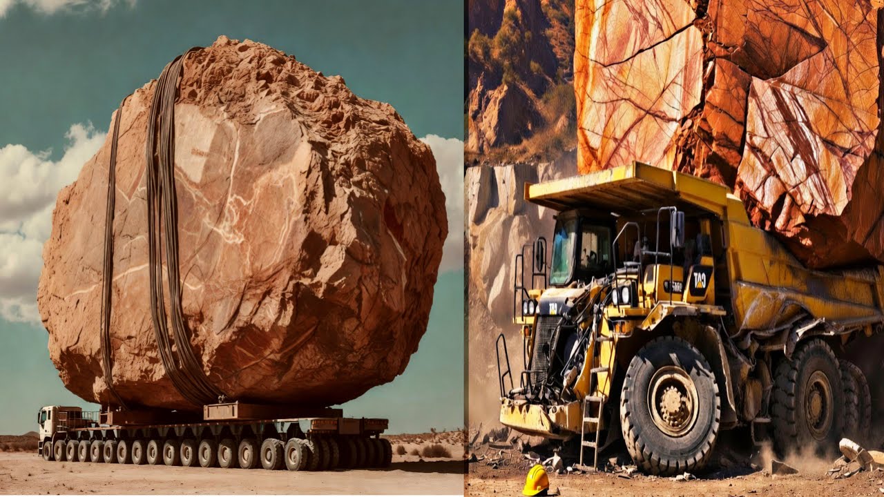 Insane Marble Stone Loading on Dangerous Mountain Quarry | Giant Wheel Loaders at Work
