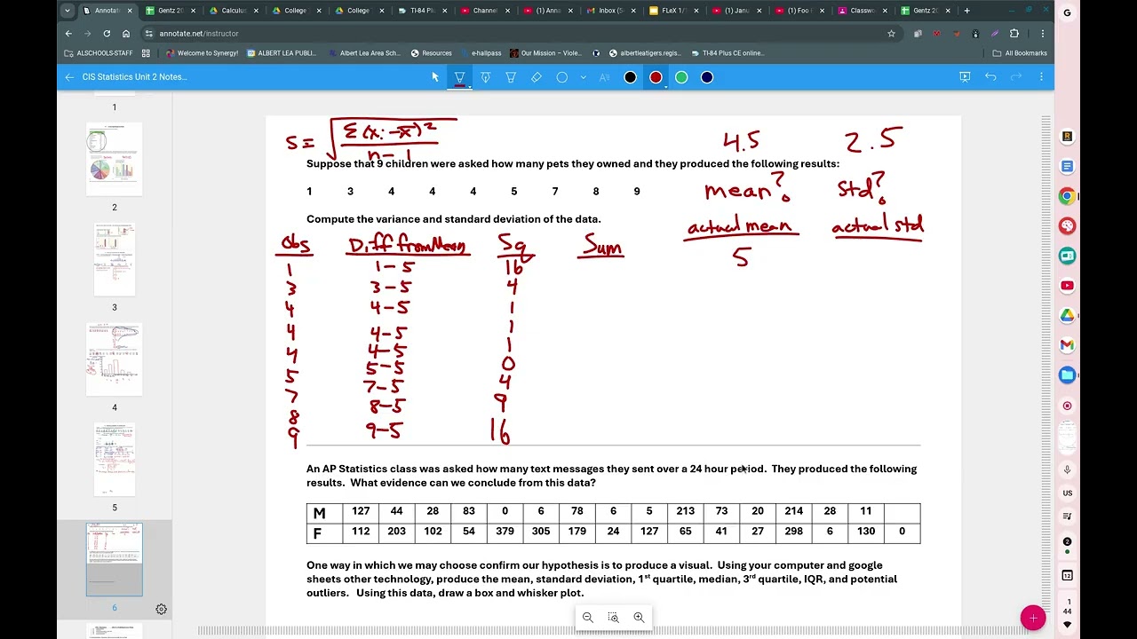 Statistics Unit 1.3 Notes Variance and Standard Deviation 2026
