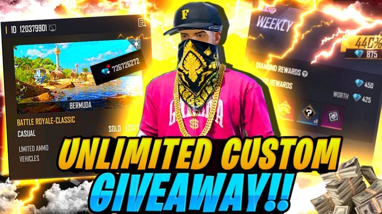 UNLIMITED CUSTOM GIVEAWAY 😉|| free fire live stream|| #short #live