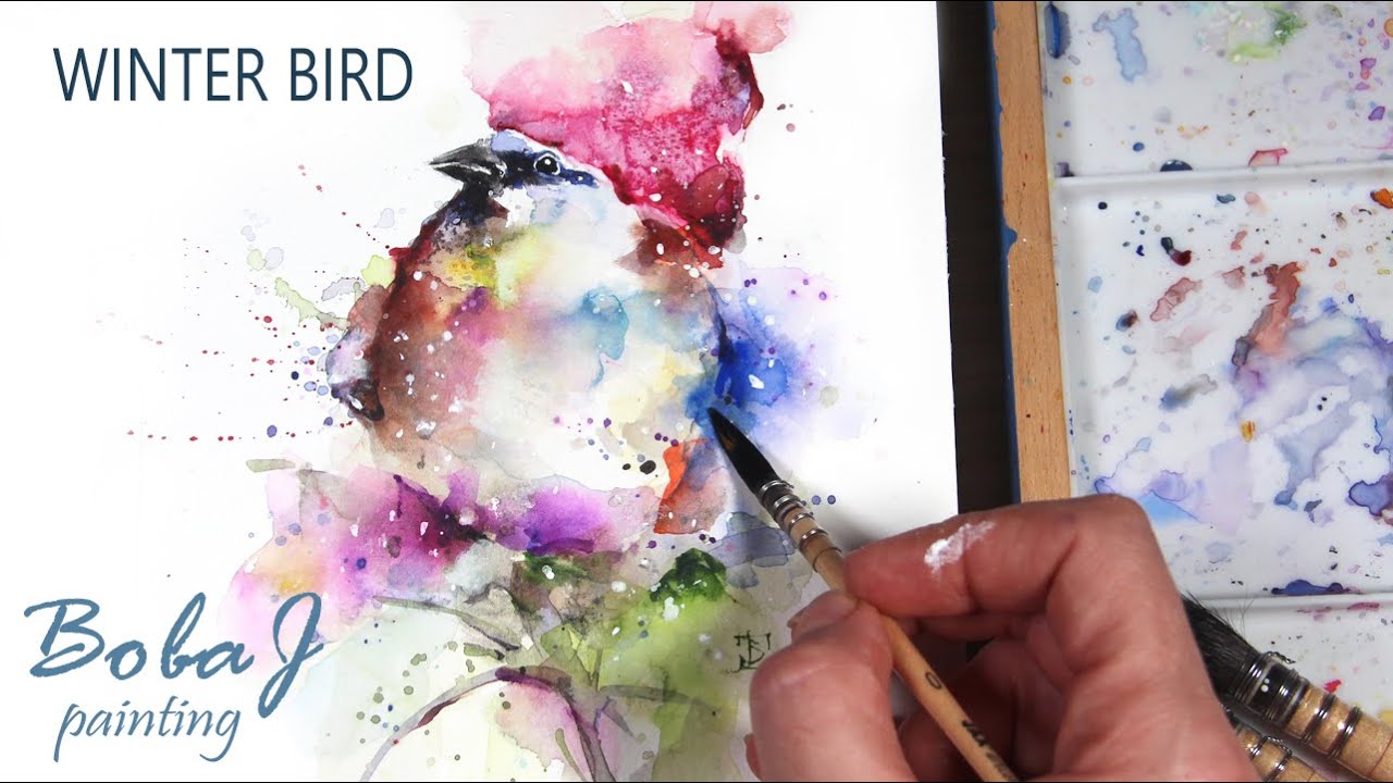 Winter bird art / watercolor tutorial painting