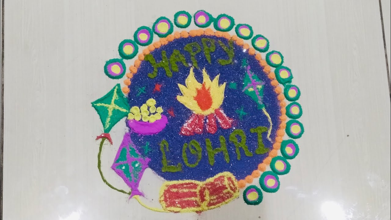 Happy Lohri Rangoli #shortvideo #indianart #rangoli #lohri 