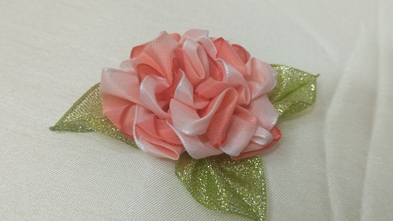 # 344 ROSA,  ROSA LISTÓN RIBBON FLOWERS DIY FABRIC FLOWERS HOW TO MAKE FLOWERS