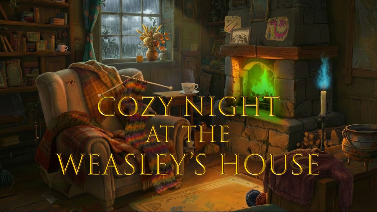 the Burrow Ambience 🌙 ASMR fireplace and rain at the Weasley's house ✧ Harry Potter sleep & relax