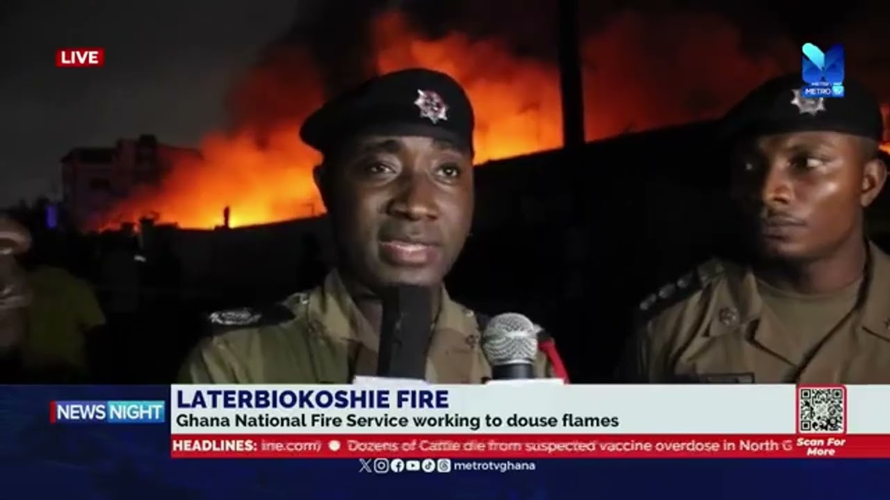 LATERBIOKOSHIE FIRE: Ghana National Fire Service working to douse flames