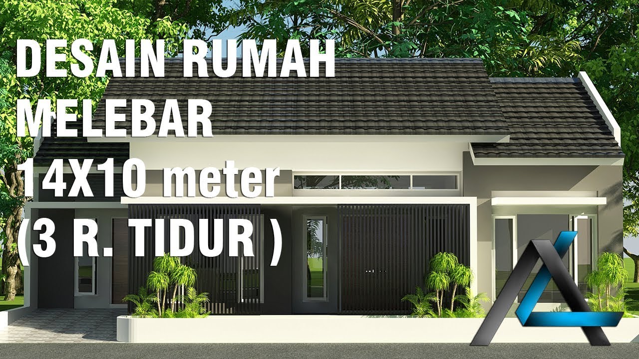 Desain rumah melebar#14x10 meter#3 ruang tidur#