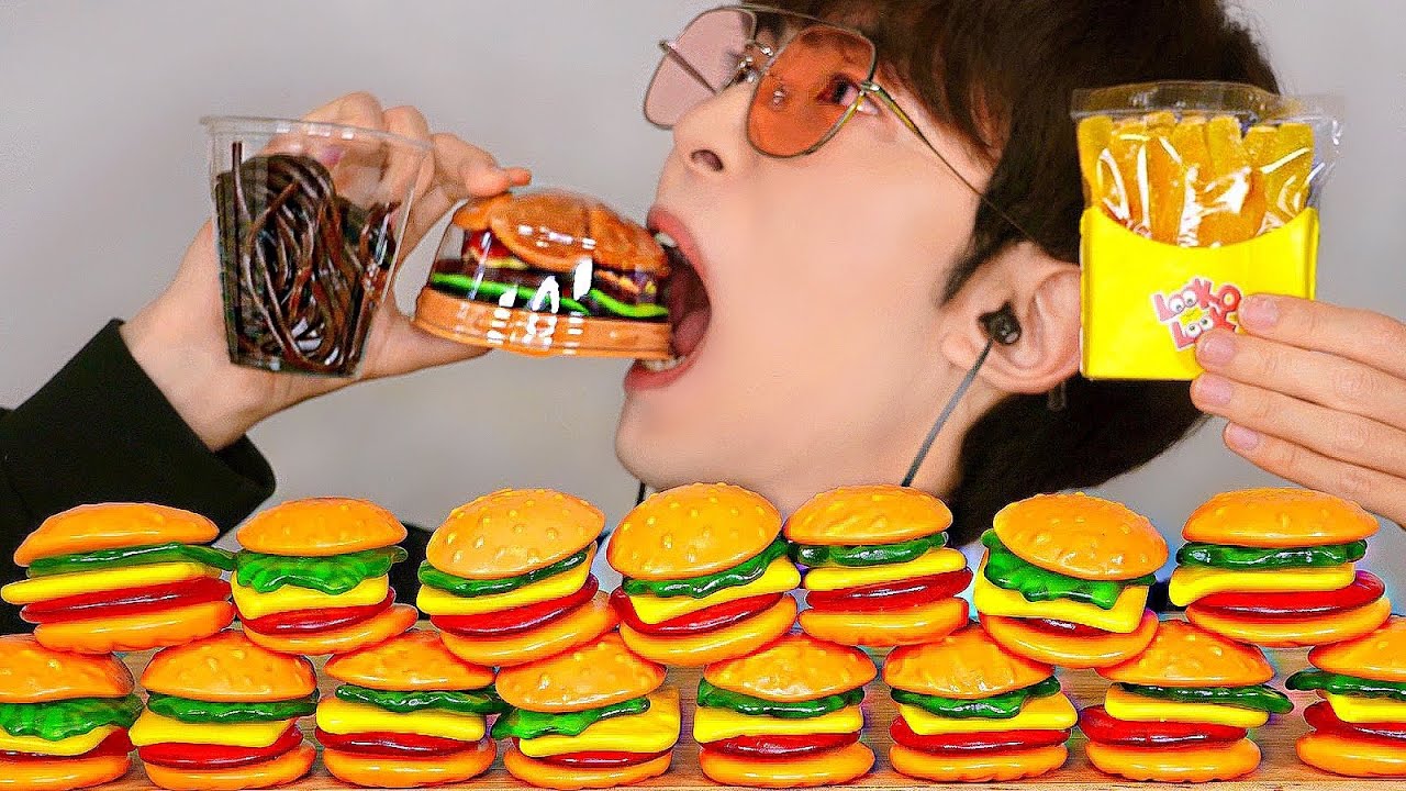 ASMR BURGER SET JELLY 햄버거세트 젤리 먹방 MUKBANG Squishy EATING SOUNDS ハンバーガーゼリー