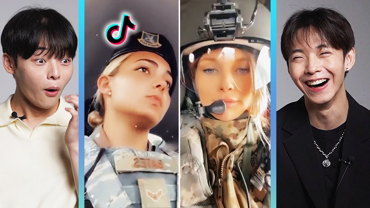 Корейские парни реагируют на американскую военную женщину в TikTok