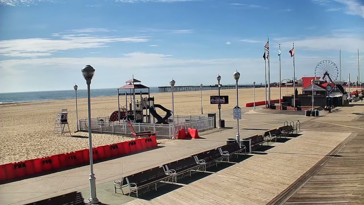 Ocean City MD Boardwalk Live Cam | Flamingo Coast Views of Beach & Boardwalk (4/14/26)